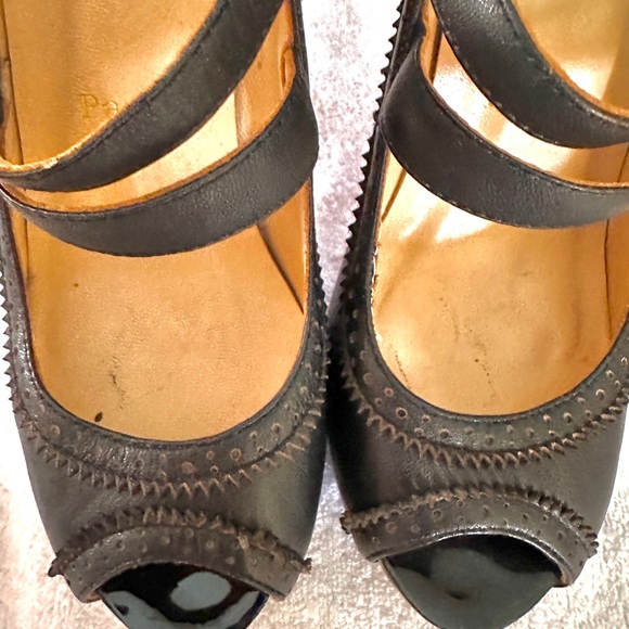 Christian Louboutin Leather Luly Peep Toe Mary-Jane Pumps Black size 39 EUC - Picture 12 of 13